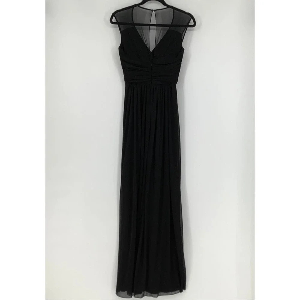 Alfred Sung Women's 2 Chiffon Knit Cap Sleeve V-Neck Maxi Dress $231 msrp J3-18 - Picture 3 of 10